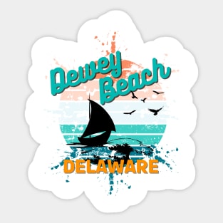 Dewey Beach Delaware Retro Vintage Exploding Sunset Sticker